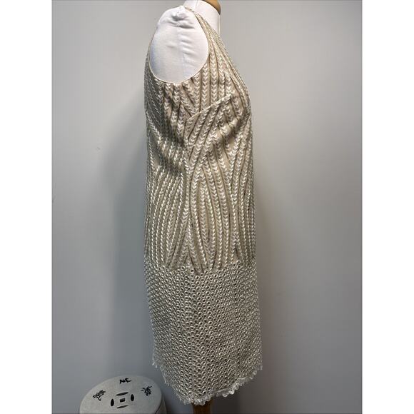 Badgley Mischka Gold Sequin Embroidery Cocktail Party Dress NYE 6 - Picture 3 of 16